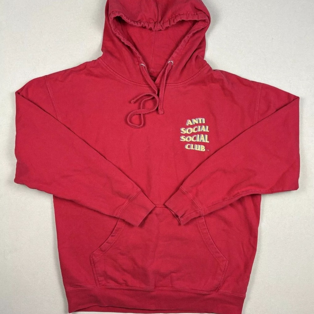 Anti Social Social Club Men’s Size L Stir Crazy Hoodie Red Fleece Pullover Style